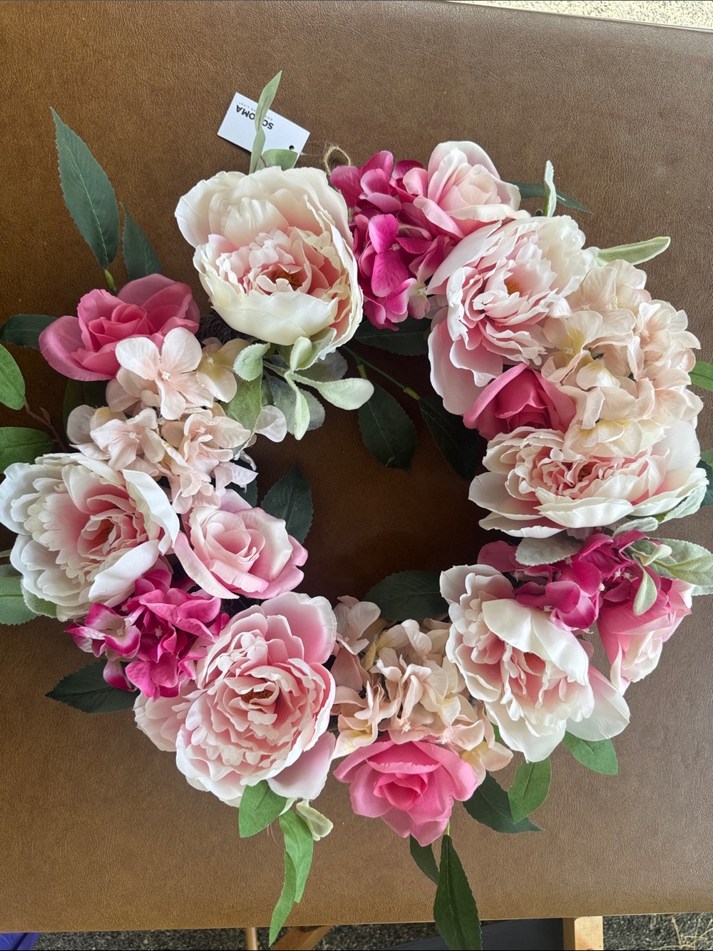NWT Sonoma Goods for Life Pink Floral Decorative Artificial Wreath